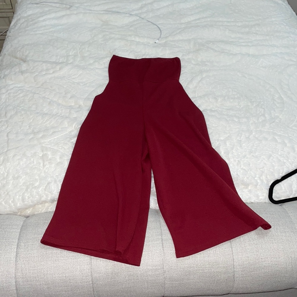 Burgundy wide leg romper